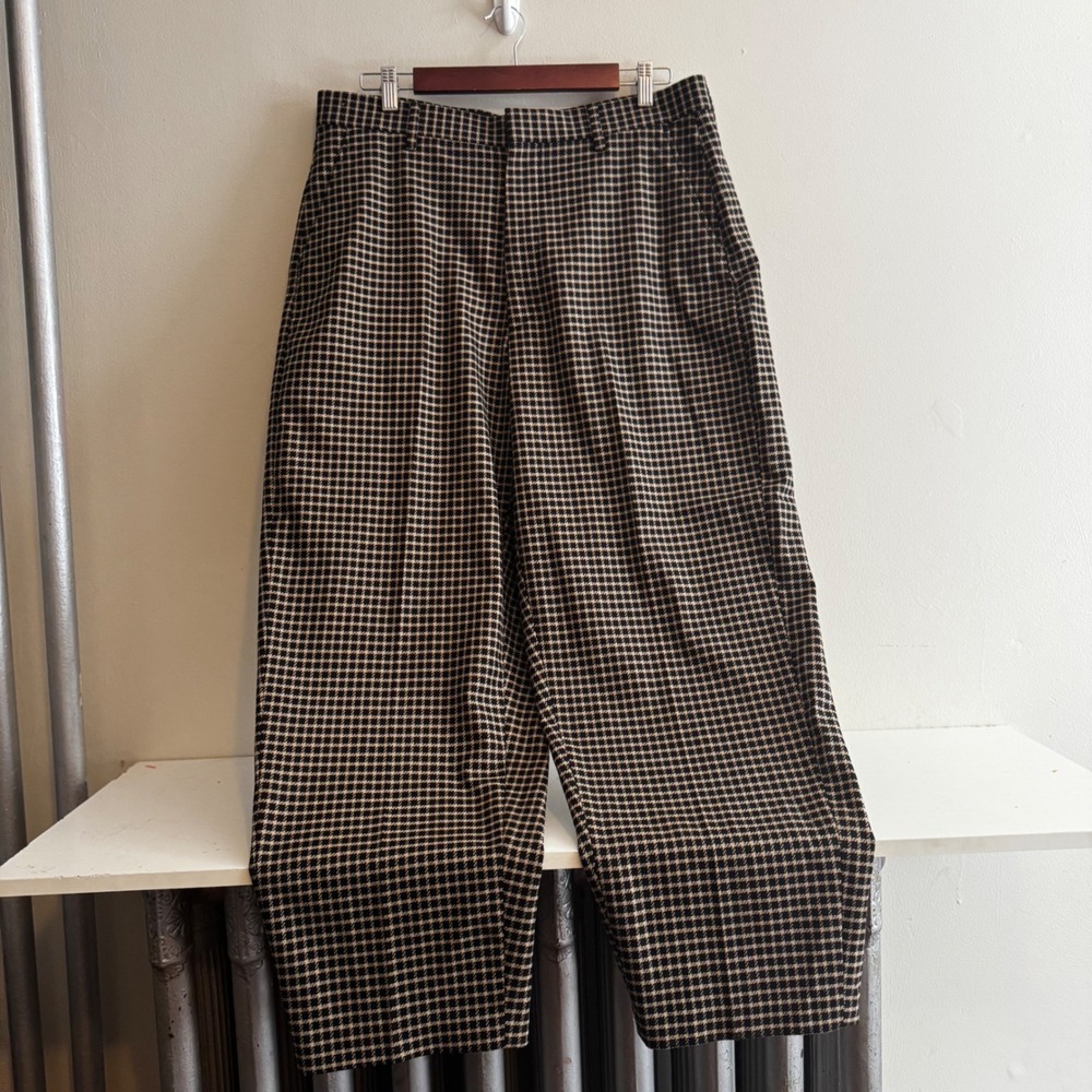 Reclaimed Vintage Black Houndstooth Plaid Trousers Dress Pants 34x32 Regular